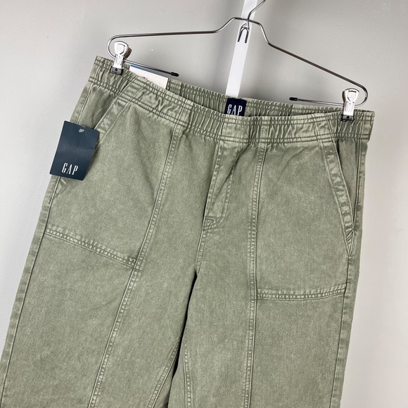 GAP Pants - GAP Wide Leg Pull-On Pants Womens L Olive Green 100% Cotton New NWT